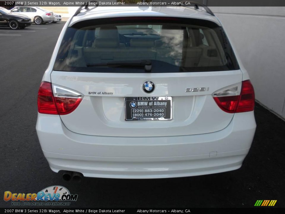 2007 BMW 3 Series 328i Wagon Alpine White / Beige Dakota Leather Photo #4