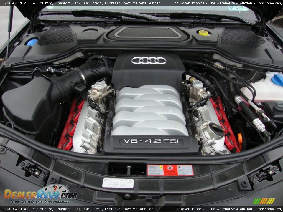 2009 Audi A8 L 4.2 quattro Phantom Black Pearl Effect / Espresso Brown Valcona Leather Photo #32