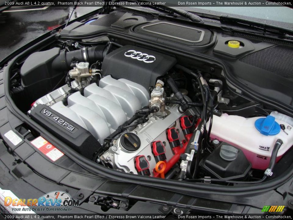 2009 Audi A8 L 4.2 quattro Phantom Black Pearl Effect / Espresso Brown Valcona Leather Photo #33