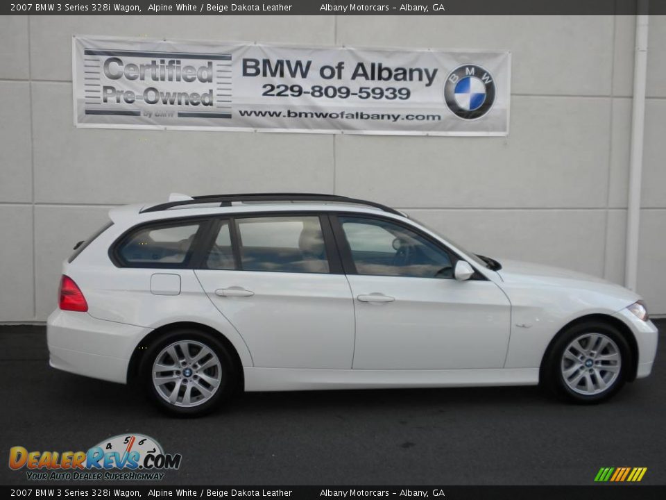 2007 BMW 3 Series 328i Wagon Alpine White / Beige Dakota Leather Photo #25