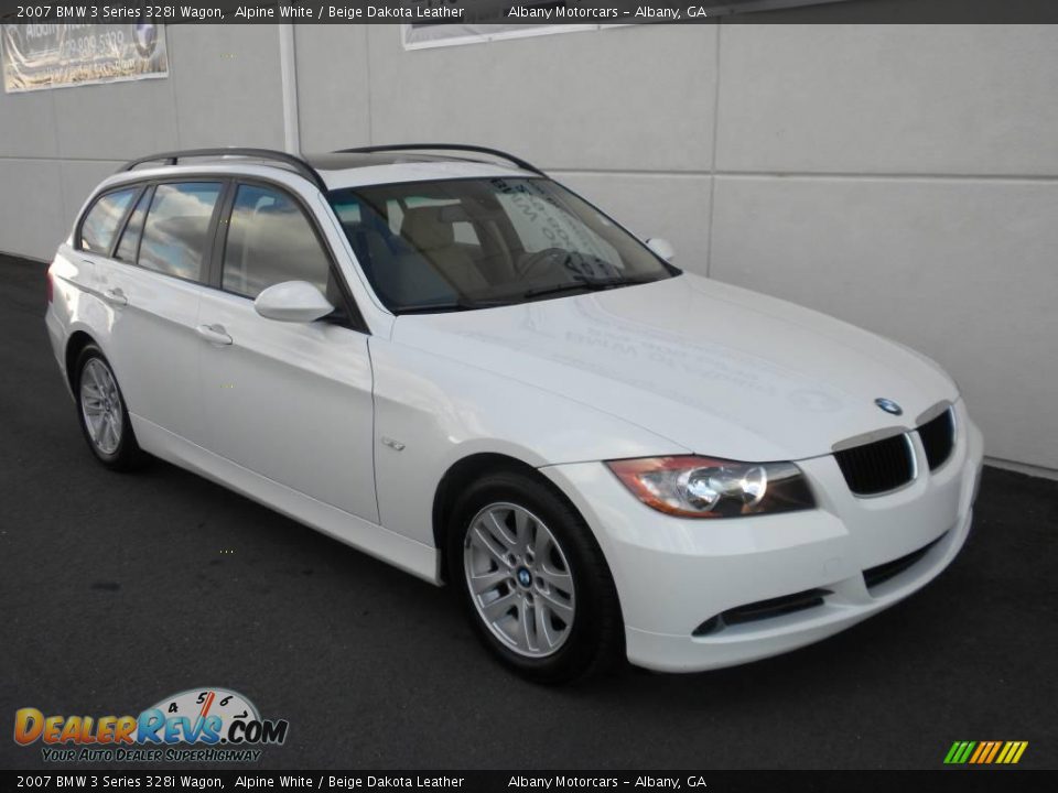 2007 BMW 3 Series 328i Wagon Alpine White / Beige Dakota Leather Photo #26