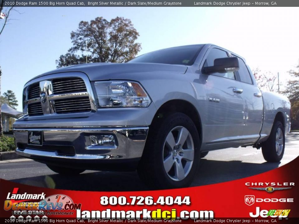 2010 Dodge Ram 1500 Big Horn Quad Cab Bright Silver Metallic / Dark Slate/Medium Graystone Photo #1