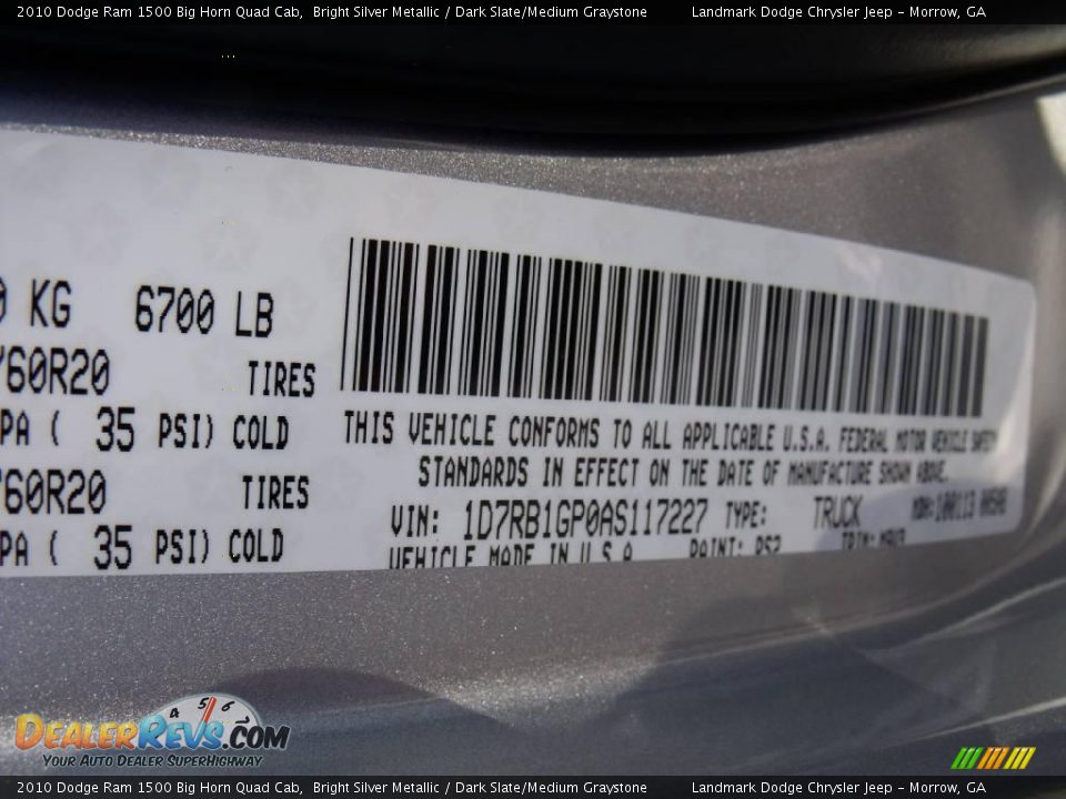2010 Dodge Ram 1500 Big Horn Quad Cab Bright Silver Metallic / Dark Slate/Medium Graystone Photo #15