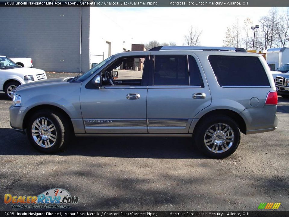 2008 Lincoln Navigator Elite 4x4 Vapor Silver Metallic / Charcoal Black/Caramel Piping Photo #2