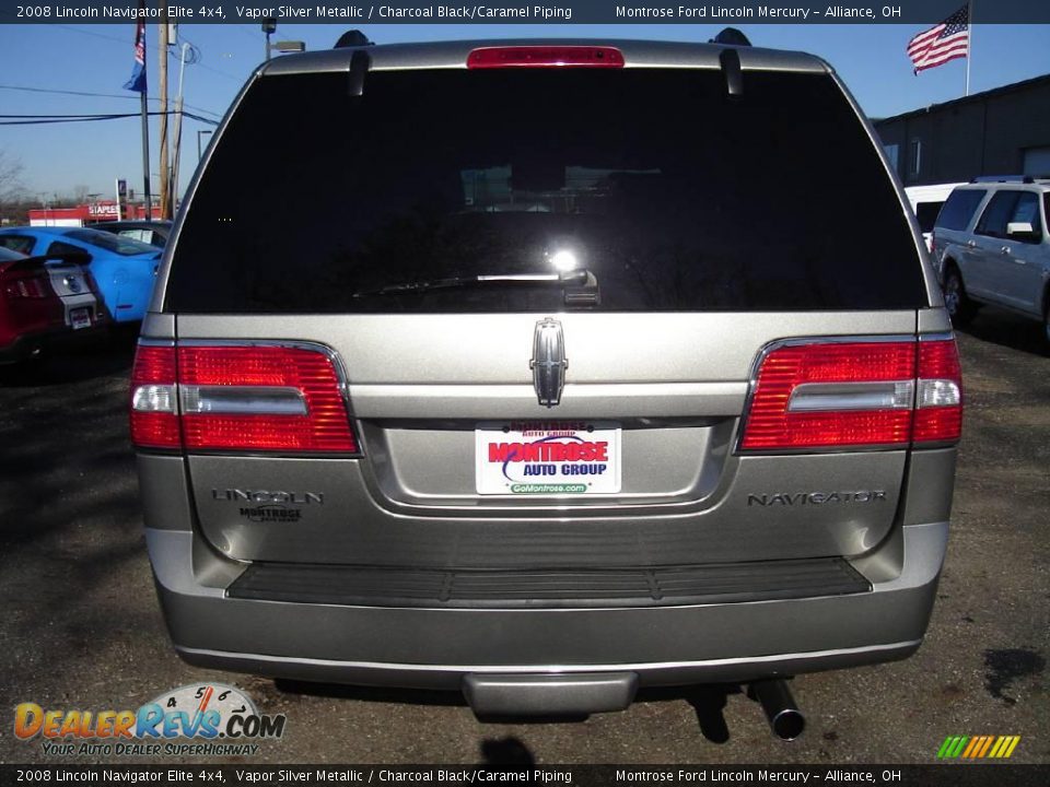 2008 Lincoln Navigator Elite 4x4 Vapor Silver Metallic / Charcoal Black/Caramel Piping Photo #4
