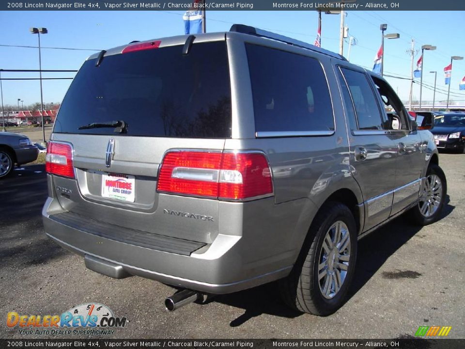 2008 Lincoln Navigator Elite 4x4 Vapor Silver Metallic / Charcoal Black/Caramel Piping Photo #5