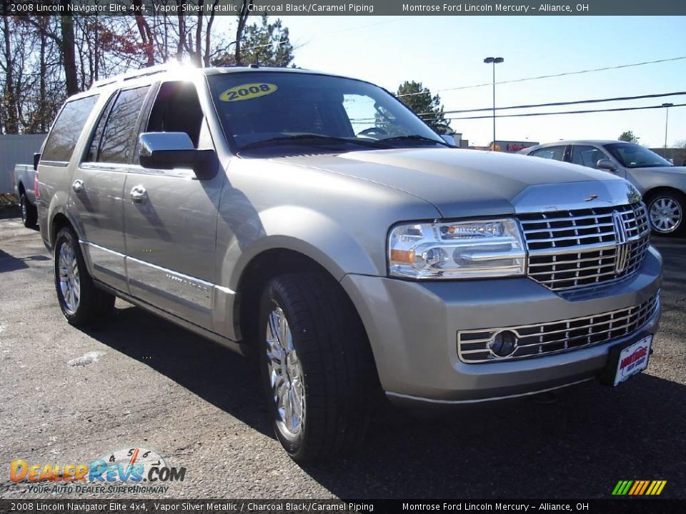 2008 Lincoln Navigator Elite 4x4 Vapor Silver Metallic / Charcoal Black/Caramel Piping Photo #7