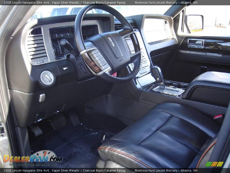2008 Lincoln Navigator Elite 4x4 Vapor Silver Metallic / Charcoal Black/Caramel Piping Photo #30