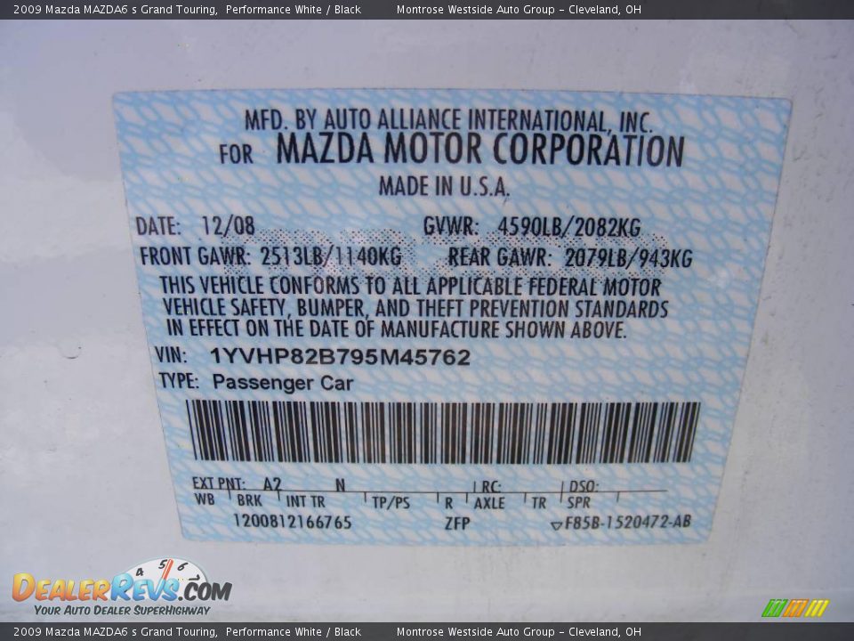 2009 Mazda MAZDA6 s Grand Touring Performance White / Black Photo #32