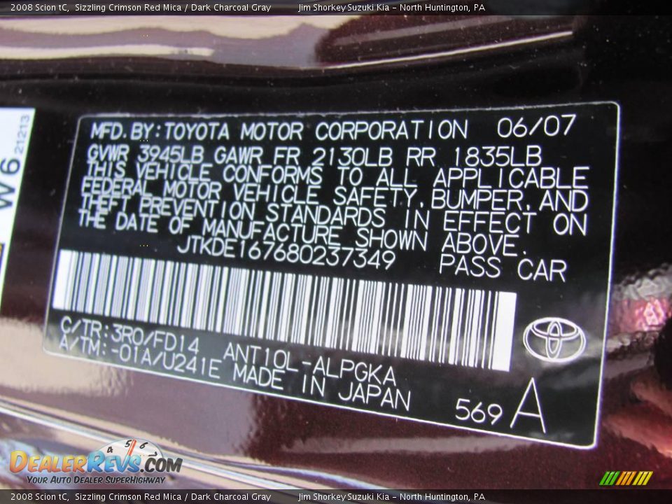 2008 Scion tC Sizzling Crimson Red Mica / Dark Charcoal Gray Photo #14