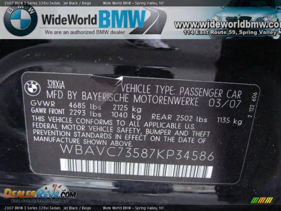 2007 BMW 3 Series 328xi Sedan Jet Black / Beige Photo #15