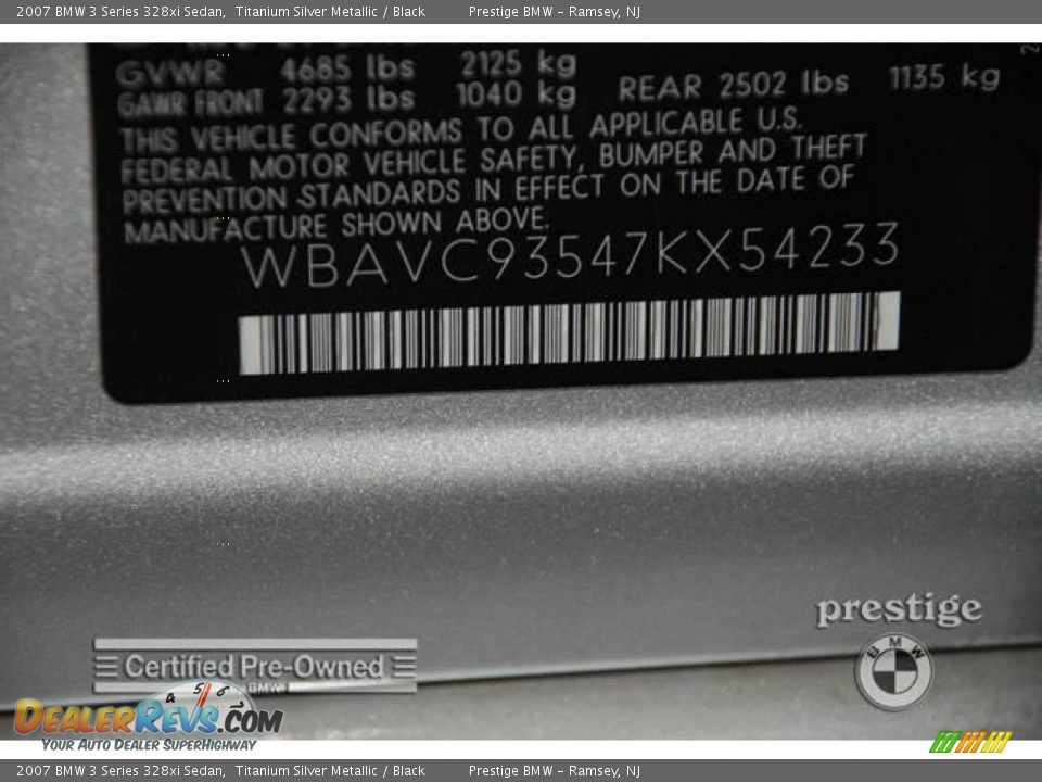 2007 BMW 3 Series 328xi Sedan Titanium Silver Metallic / Black Photo #7