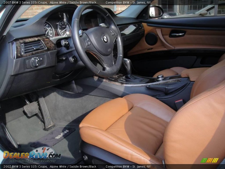 2007 BMW 3 Series 335i Coupe Alpine White / Saddle Brown/Black Photo #10