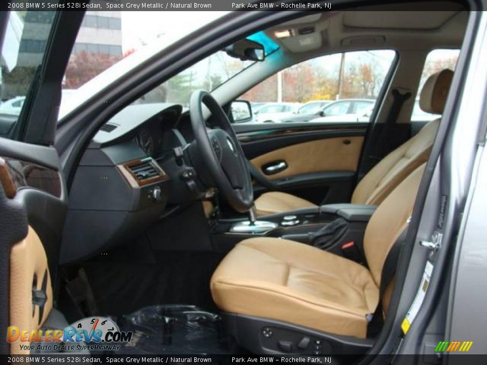 2008 BMW 5 Series 528i Sedan Space Grey Metallic / Natural Brown Photo #10