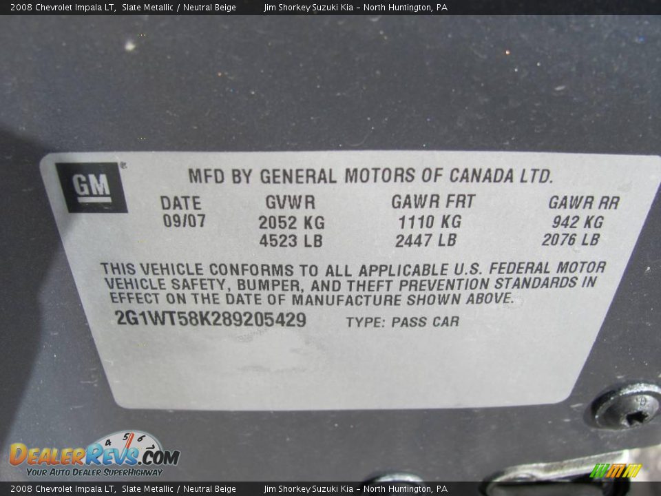 2008 Chevrolet Impala LT Slate Metallic / Neutral Beige Photo #14