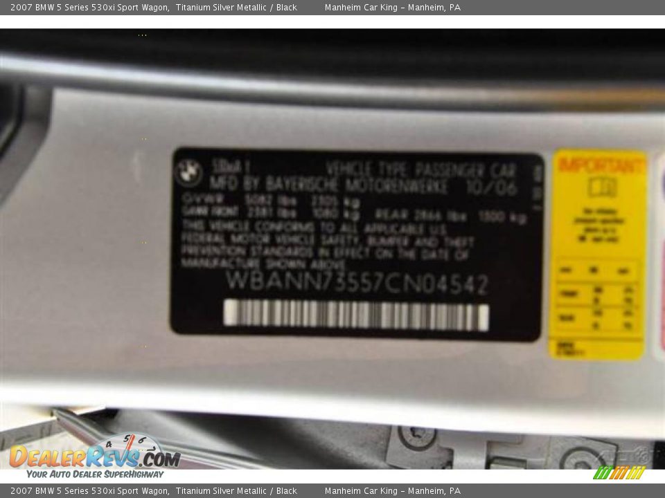 2007 BMW 5 Series 530xi Sport Wagon Titanium Silver Metallic / Black Photo #13