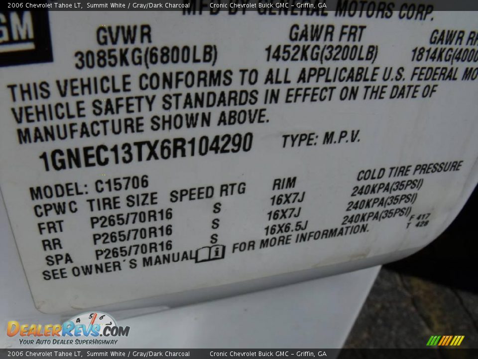 2006 Chevrolet Tahoe LT Summit White / Gray/Dark Charcoal Photo #23