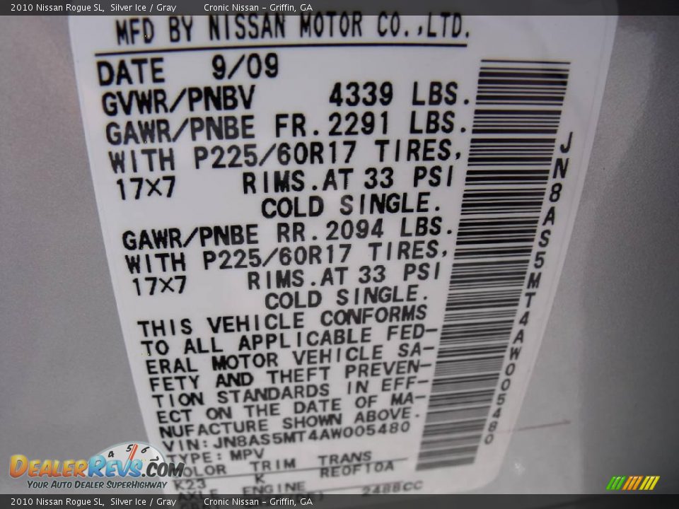 2010 Nissan Rogue SL Silver Ice / Gray Photo #17