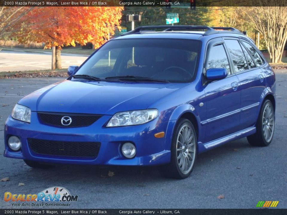 2003 Mazda Protege 5 Wagon Laser Blue Mica / Off Black Photo #2