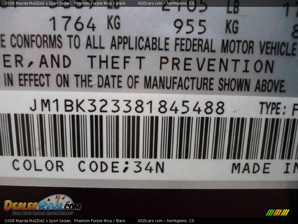 2008 Mazda MAZDA3 s Sport Sedan Phantom Purple Mica / Black Photo #14