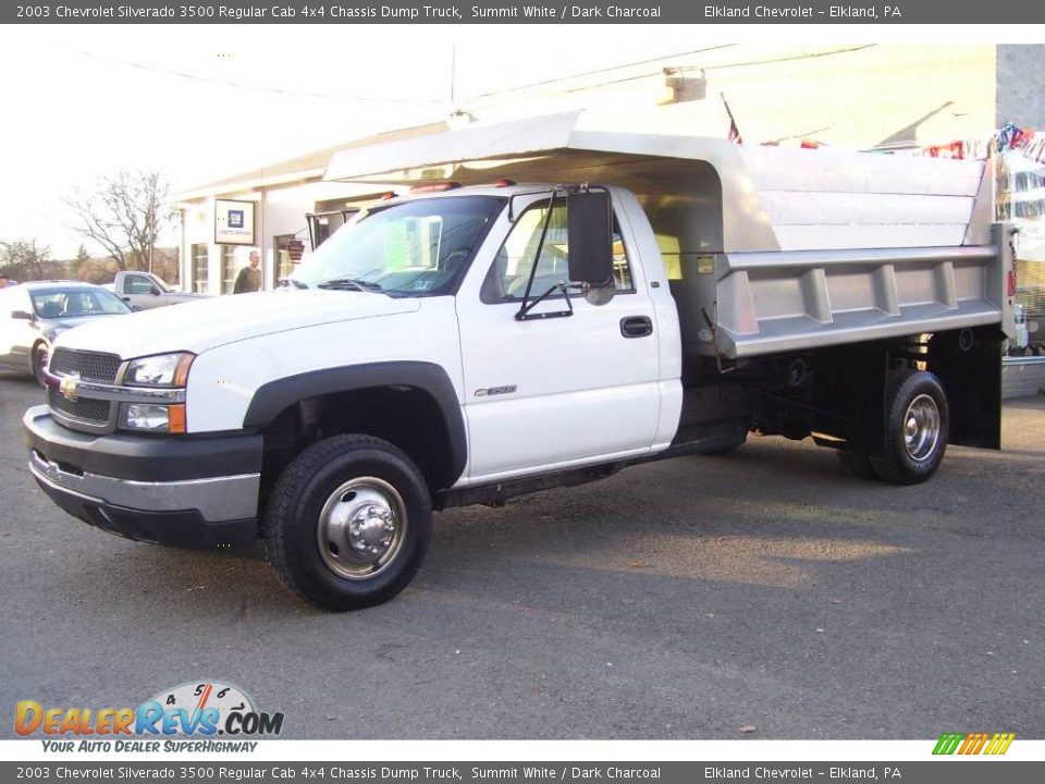 2003 Chevrolet Silverado 3500 Regular Cab 4x4 Chassis Dump Truck Summit White / Dark Charcoal Photo #1