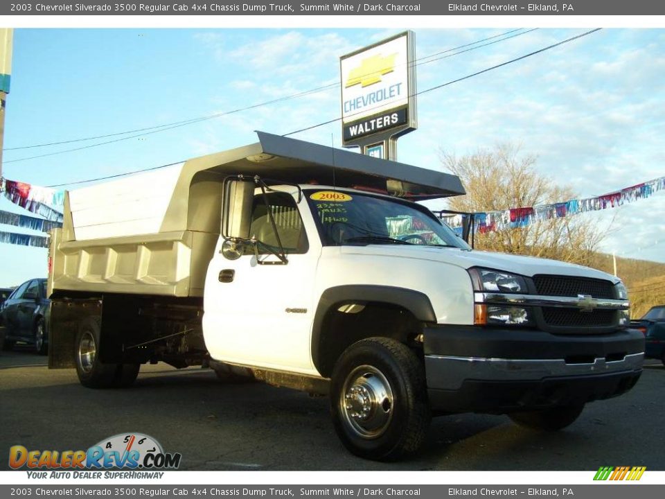 2003 Chevrolet Silverado 3500 Regular Cab 4x4 Chassis Dump Truck Summit White / Dark Charcoal Photo #3