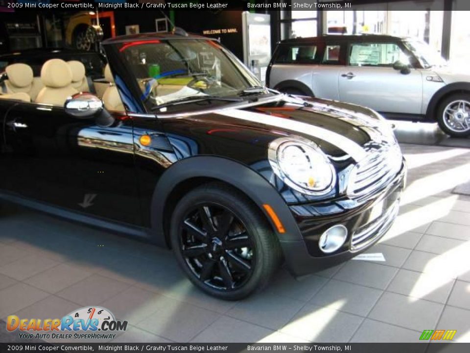 2009 Mini Cooper Convertible Midnight Black / Gravity Tuscan Beige Leather Photo #5