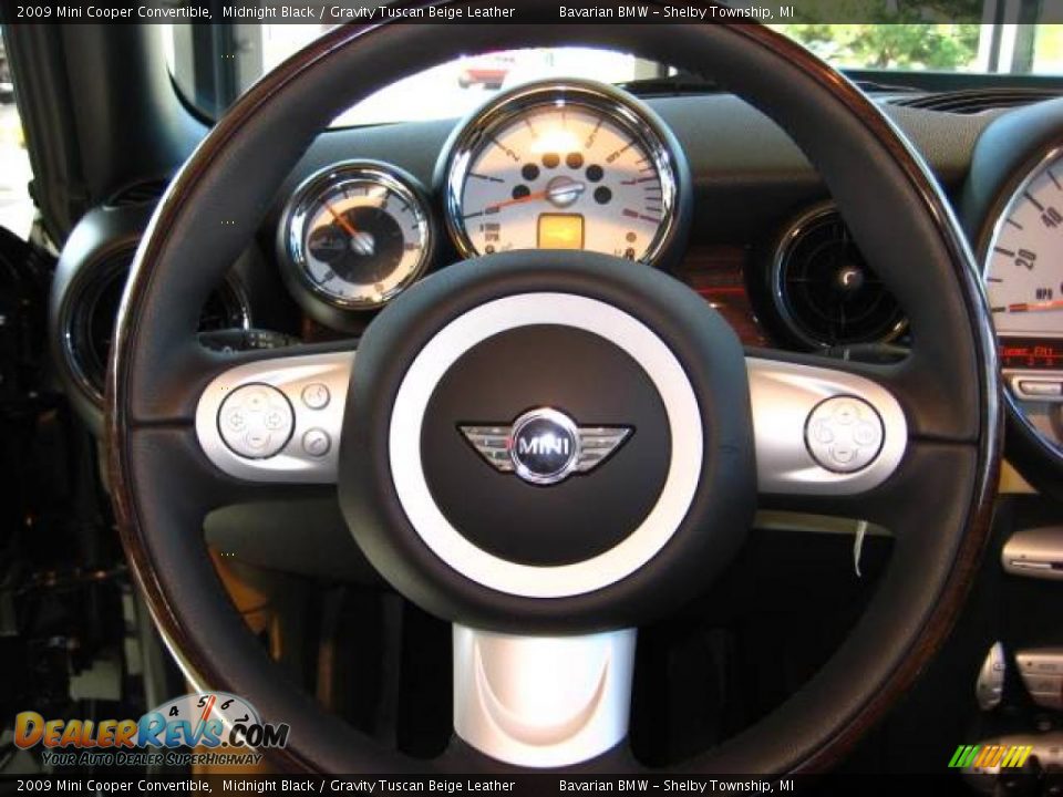 2009 Mini Cooper Convertible Midnight Black / Gravity Tuscan Beige Leather Photo #13