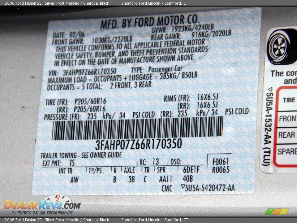 2006 Ford Fusion SE Silver Frost Metallic / Charcoal Black Photo #18