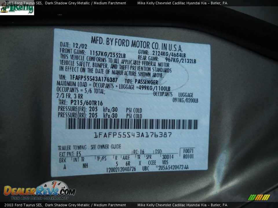 2003 Ford Taurus SES Dark Shadow Grey Metallic / Medium Parchment Photo #10