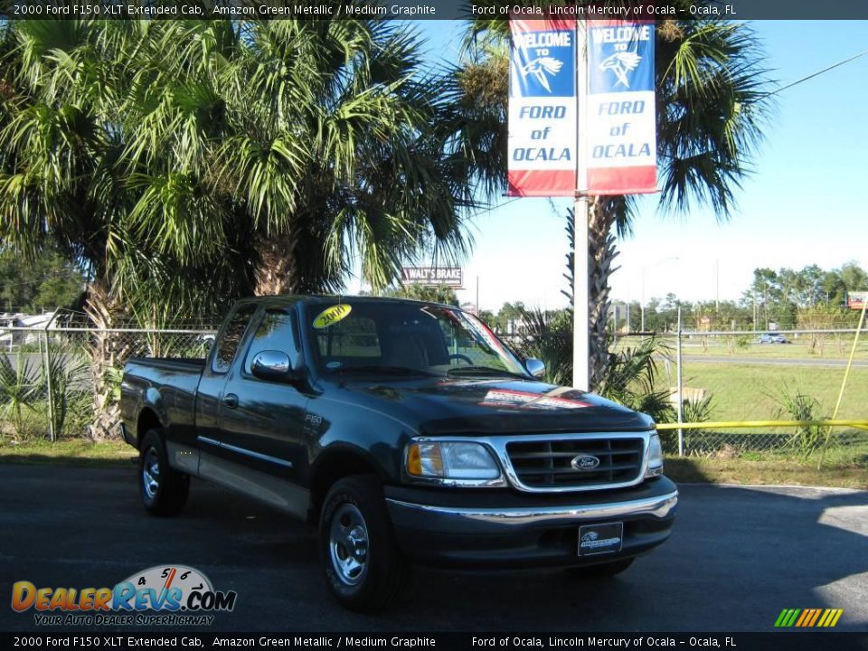 2000 Ford F150 XLT Extended Cab Amazon Green Metallic / Medium Graphite Photo #1