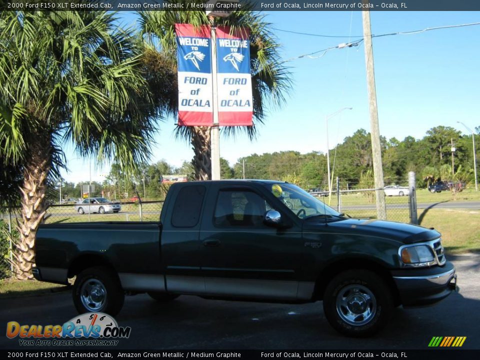 2000 Ford F150 XLT Extended Cab Amazon Green Metallic / Medium Graphite Photo #2