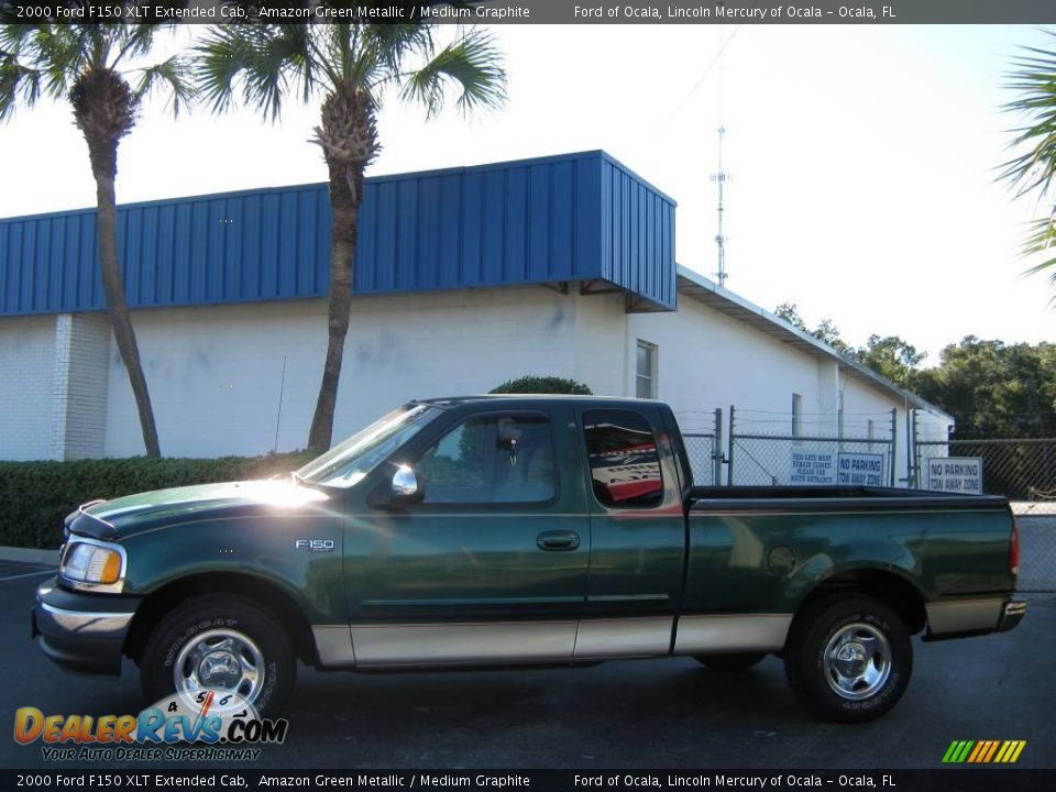 2000 Ford F150 XLT Extended Cab Amazon Green Metallic / Medium Graphite Photo #6
