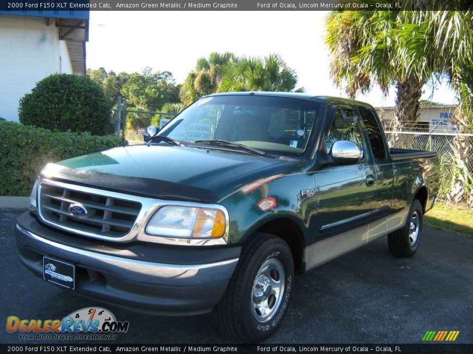 2000 Ford F150 XLT Extended Cab Amazon Green Metallic / Medium Graphite Photo #7