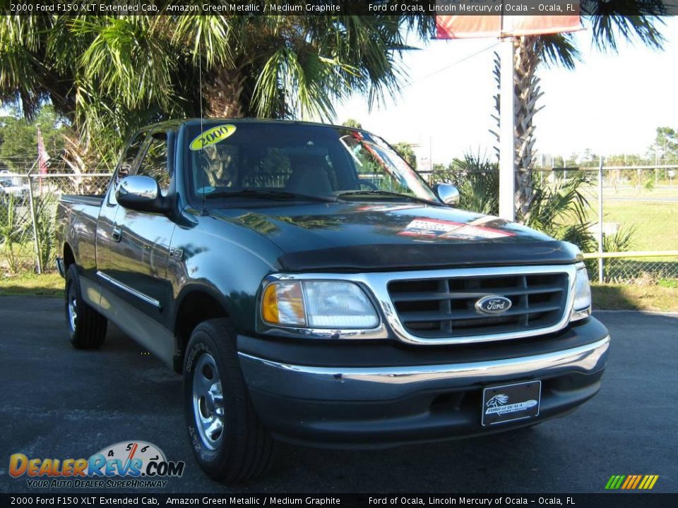 2000 Ford F150 XLT Extended Cab Amazon Green Metallic / Medium Graphite Photo #9