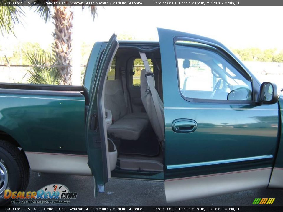 2000 Ford F150 XLT Extended Cab Amazon Green Metallic / Medium Graphite Photo #18