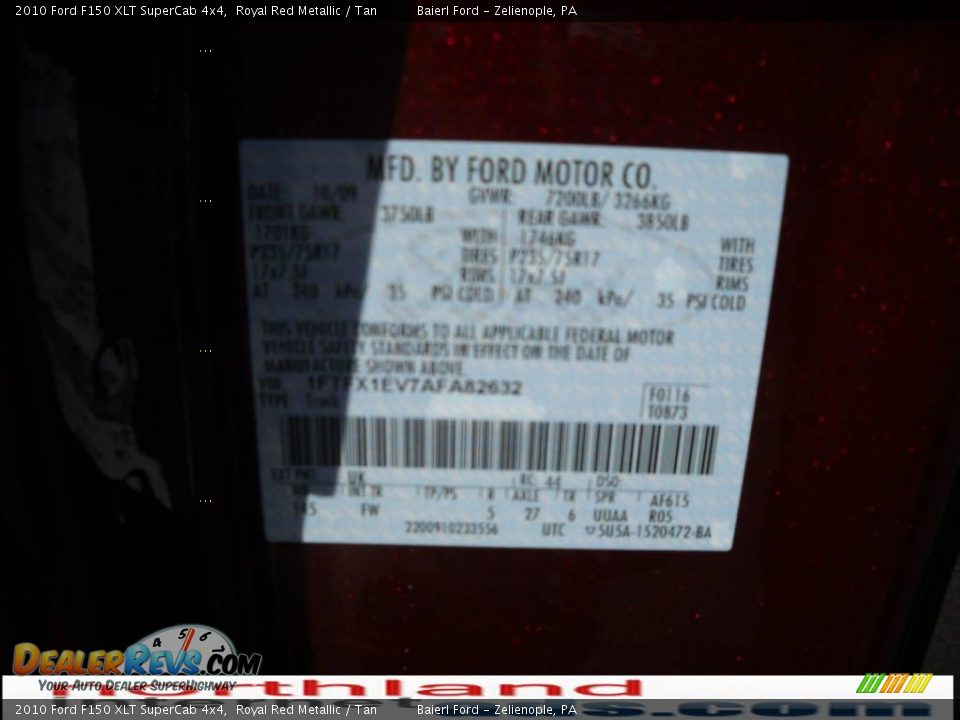 2010 Ford F150 XLT SuperCab 4x4 Royal Red Metallic / Tan Photo #12