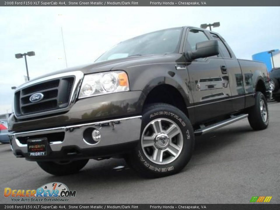2008 Ford F150 XLT SuperCab 4x4 Stone Green Metallic / Medium/Dark Flint Photo #1