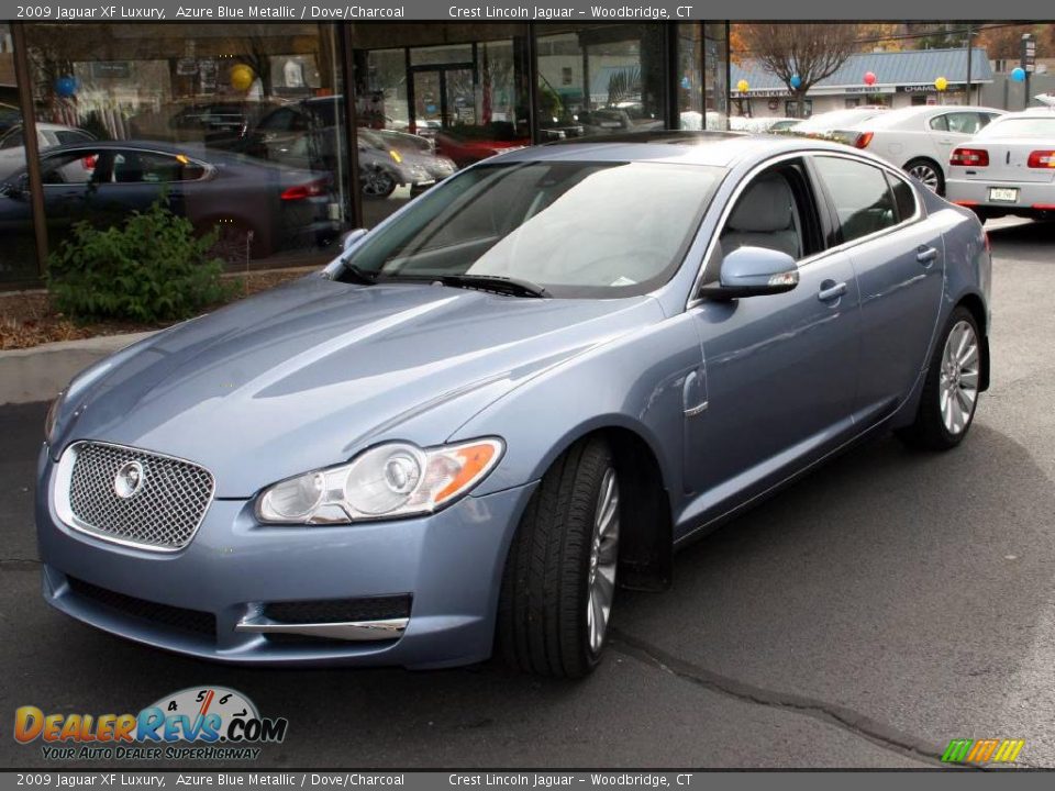 2009 Jaguar XF Luxury Azure Blue Metallic / Dove/Charcoal Photo #1