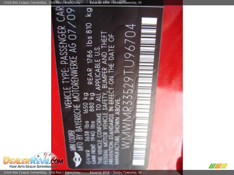 2009 Mini Cooper Convertible Chili Red / Black/Grey Photo #12
