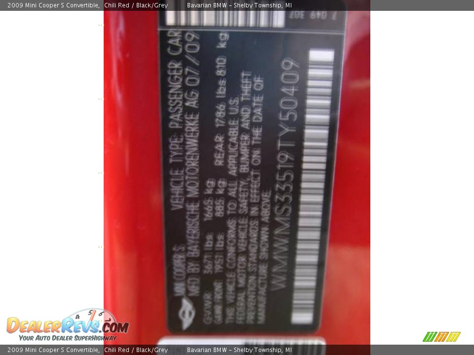 2009 Mini Cooper S Convertible Chili Red / Black/Grey Photo #6