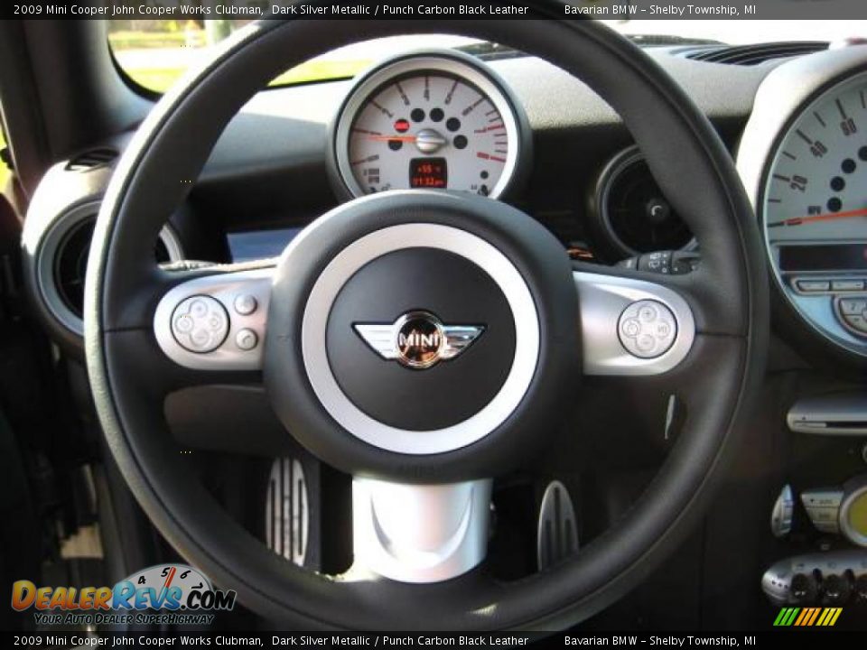 2009 Mini Cooper John Cooper Works Clubman Dark Silver Metallic / Punch Carbon Black Leather Photo #16