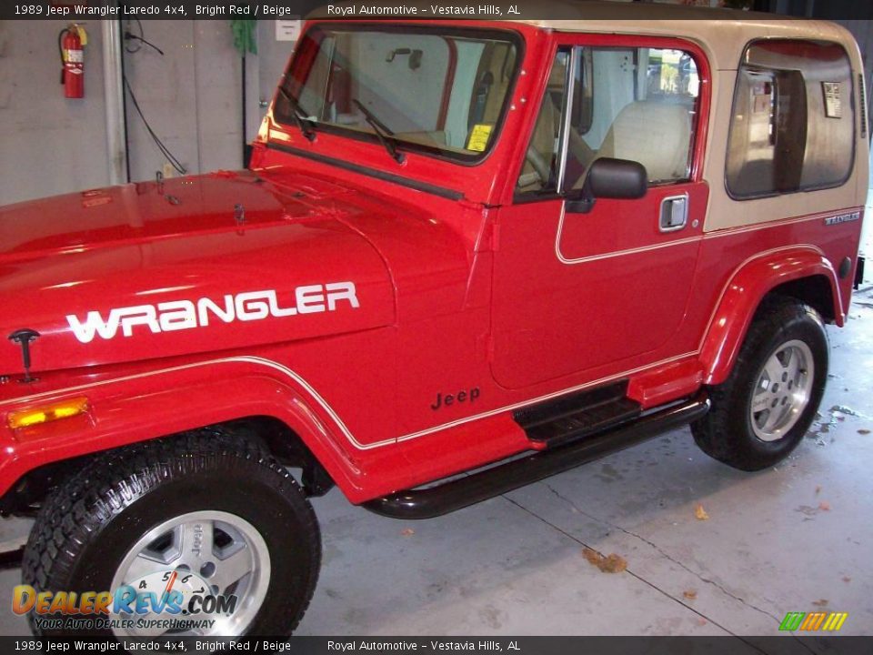 1989 Jeep Wrangler Laredo 4x4 Bright Red / Beige Photo #4