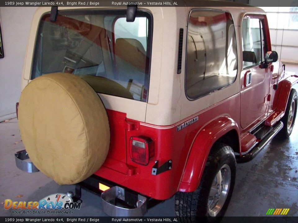 1989 Jeep Wrangler Laredo 4x4 Bright Red / Beige Photo #7