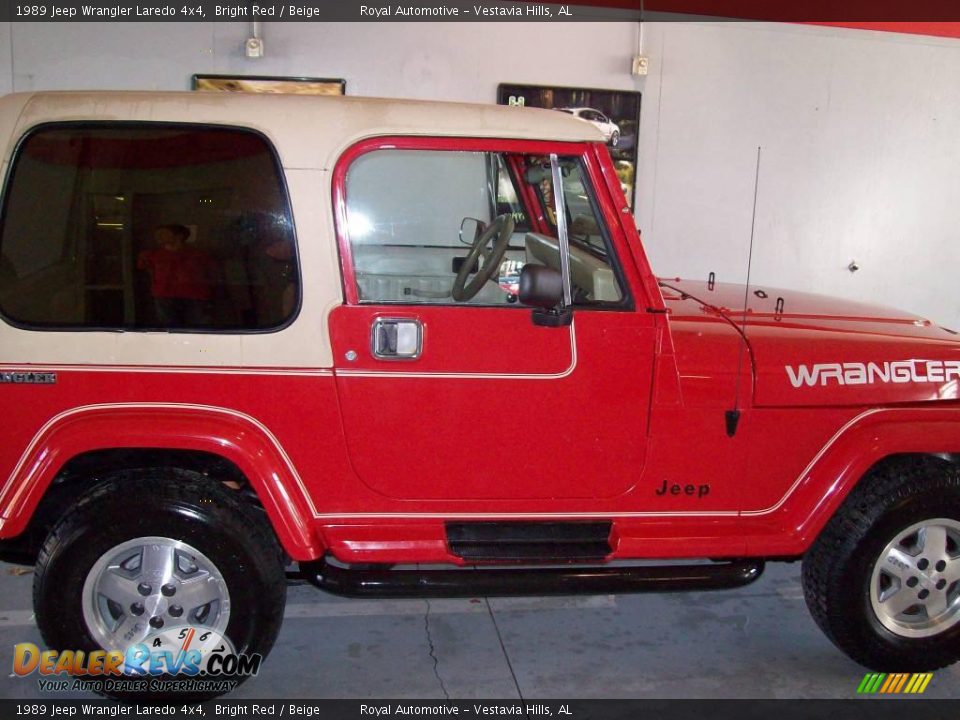 1989 Jeep Wrangler Laredo 4x4 Bright Red / Beige Photo #8