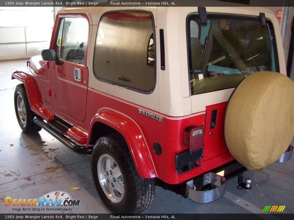 1989 Jeep Wrangler Laredo 4x4 Bright Red / Beige Photo #9