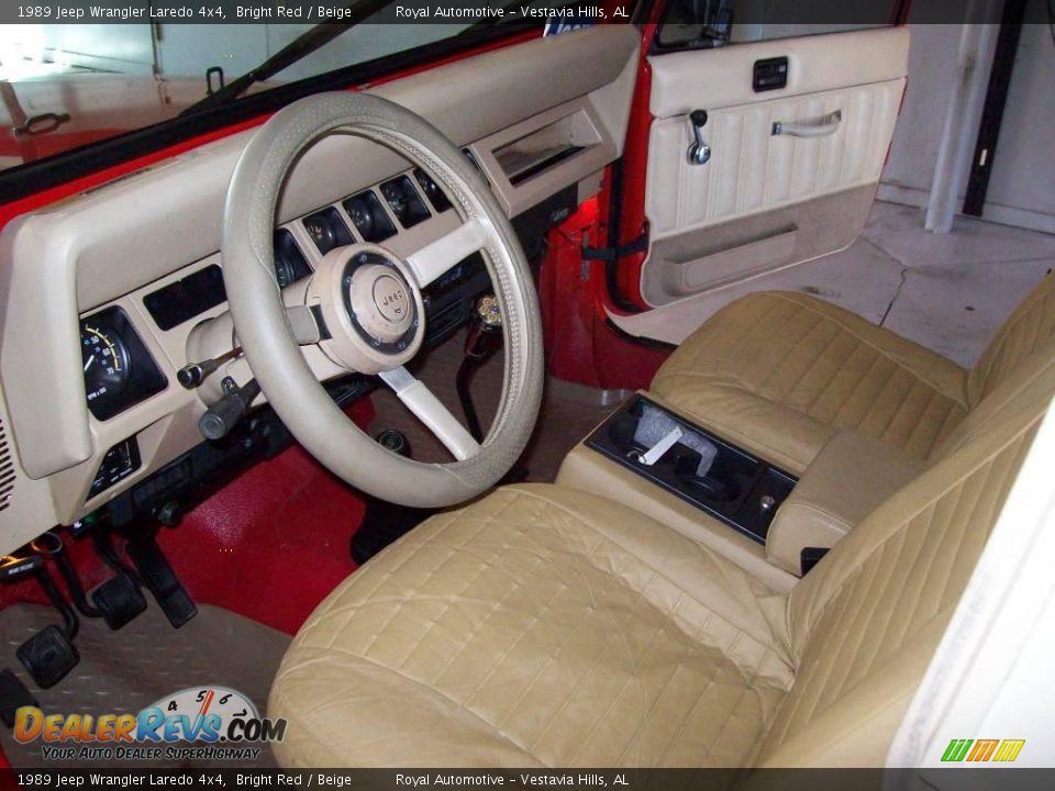 1989 Jeep Wrangler Laredo 4x4 Bright Red / Beige Photo #15