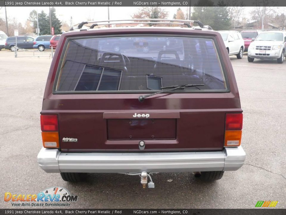 1991 Jeep Cherokee Laredo 4x4 Black Cherry Pearl Metallic / Red Photo #4