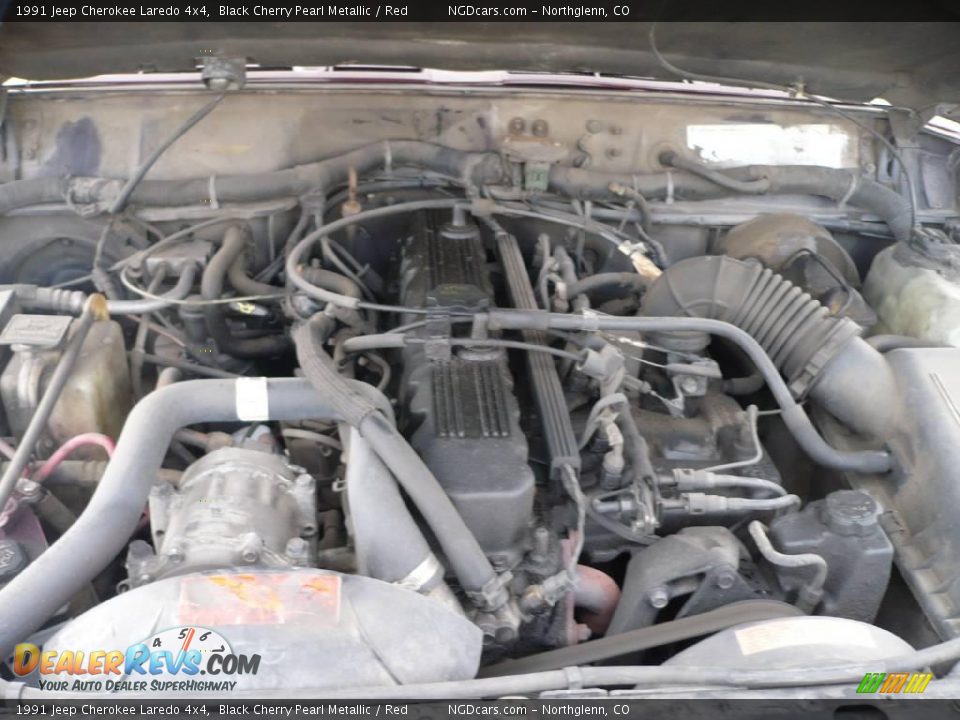1991 Jeep Cherokee Laredo 4x4 Black Cherry Pearl Metallic / Red Photo #11