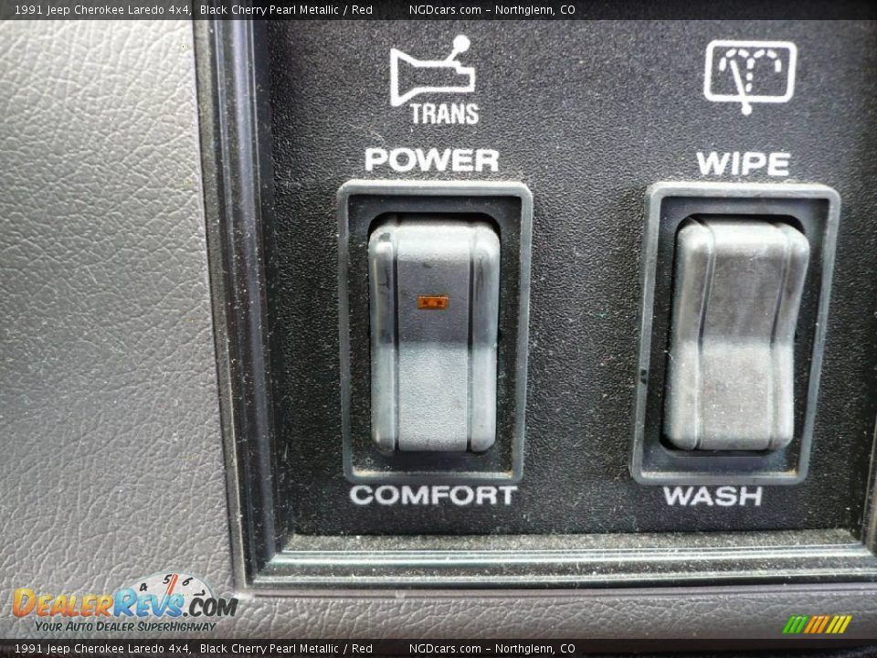 1991 Jeep Cherokee Laredo 4x4 Black Cherry Pearl Metallic / Red Photo #13